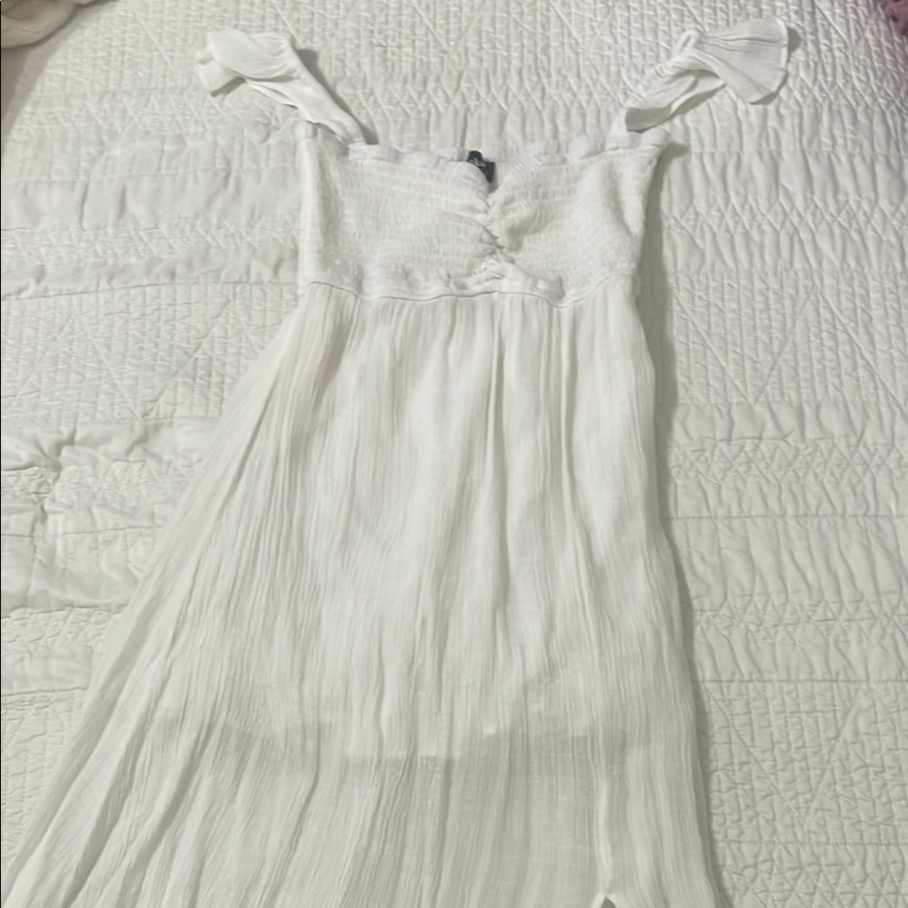 White Sleeveless Dress with Off the Shoulder Straps